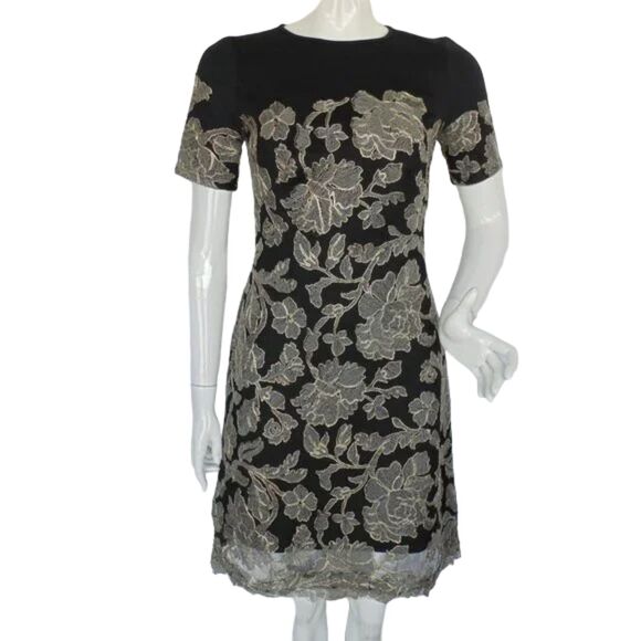 TADASHI SHOJI Dress, 2, Sabi, Floral Lace overlay, Short sleeve, Scuba - Picture 1 of 14